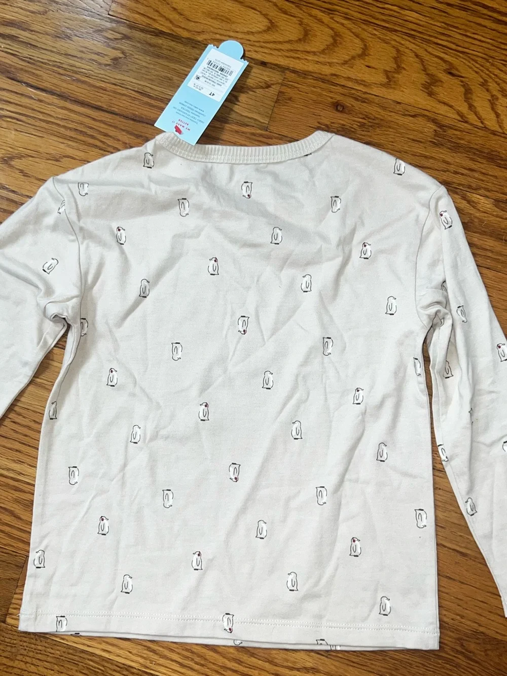 Cat & Jack Long-Sleeve Tee with Tiny Penguins - 4T - NWT